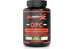 ‎AKTIVMEN´S aktivmen's X OPC VITAMIN-GRANATE Pinienrinden Extrakt + Traubenkern Extrakt - weil Spaß zum Leben gehört! 90 Kapseln, hochdosiert + höllisch gut + Vitamin C aus Sanddorn, vegan, 1 Dose 1x71g
