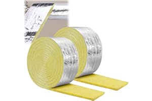 GENERICO Isolante in Lana di Vetro per Tubi, Rotolo di 10M, Isolamento Termico e Acustico, Fibra di Vetro (2 pezzi)