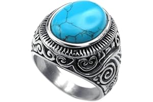 ANAZOZ Bague Biker Acier Inoxydable Rétro Bleu Argent Classique Anneau Bague Homme