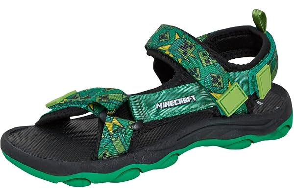 Minecraft Sandaler för barn, öppen tå, lätt fasta, helt justerbara, trekkingsandaler, flickor, pojkar, kräpare, sport, sommarskor