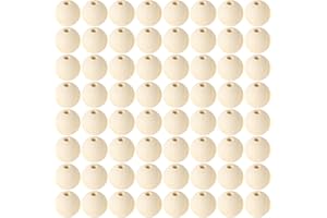 DIAONIAN 70 Pezzi Palline Legno con Foro,Perline per Lavoretti, Sfere di Legno per Decorazioni Artigianali, Bracciali, DIY (70,16mm)