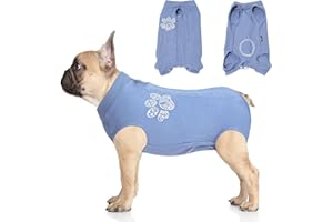 Jiupety Hundebody Nach Op, Einteiler Einstellbar Op Body Hund Kastration Hündin, Atmungsaktiv Anti-Wundlecken Body für Hund Nach Op, Weich Hundebody Nach Kastration Rüde, Blau L