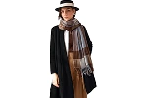 Adicloz Bufanda Cachemira Grande para Mujer, Bufanda Mujer Invierno de Punto con Flecos para Mujeres Hombres, Fulares Grande Cuadros Mujer Fiesta, Chal Suave Pashmina 180 * 70cm