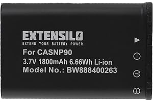 EXTENSILO Akumulator zamienny do Casio NP-90, NP-90DBA do aparatu (1800 mAh, 3,7 V, litowo-jonowy)