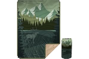 KawaGebo Kamp Outdoor Camping Blanket with Sherpa Lining, Extra Warm Thick Camp Blankets & Puffy Ultralight Soft Poncho DWR Camping Quilt for Cold Weather, Adventure,Sleeping,Backpacking 56"x 40"