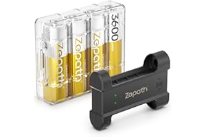 Zepath 4PCS 1,5V AA Lithium Batterie Ricaricabili con Caricabatterie 2 Slot, 3600mWh Dobbia A Batterie Ricaricabili con 2000+Tech