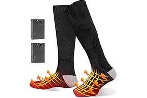 GBOKYN Calcetines calefactores, calentadores eléctricos para hombre y mujer, calcetines de deporte largos y cálidos de punto para la caza camping esquí senderismo pesca montar moto