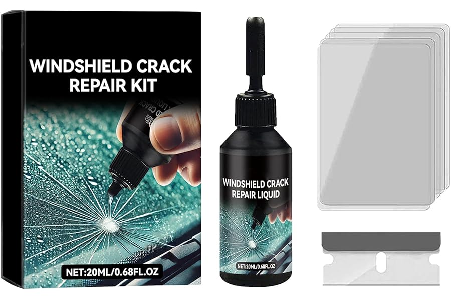 Windscreen Chip Repair Kit, Windscreen Repair Kit, Upgraded Glass Repair Kit, 5 Min Quick Glass Repair Liquid, Long-Lasting for Windscreens, Windows & Mirrors, for Most Crack Types, Pack of 1