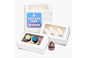 PACK N TRADE SPECIALISTS IN BAKERY & FOOD PACKAGING PACK N TRADE 25 Pcs cupcake boxes 6 hole - Multifunction Inserts Deep cake boxes for cupcakes – White cup cake boxes (24 x 16 x 7.5 cm) with Clear Window - Ideal for Muffins, Cupcakes & Pastries