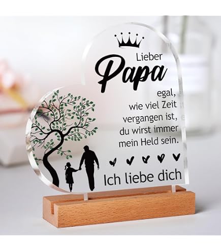 Retro Blechschild „FÜR MEINEN PAPA“ – 20x30 Cm, Vatertagsgeschenk, Metalltafel Mit Vater-Tochter-Silhouette