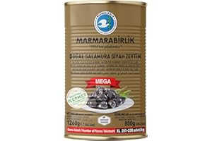 Marmarabirlik Mega - natürlich fermentierte schwarze Premium Oliven ohne Konservierungsstoffe (Abtropfgewicht 800g)