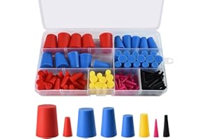 BEFUN Kit surtido de tapones cónicos de goma de silicona de 125 piezas, tapones de goma resistentes a altas temperaturas para revestimientos en polvo, pintura, anodización, suministros de chorro de medios