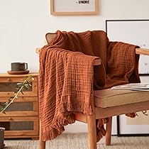 Linen And Cotton Blend Throw Blanket With Tassels | Breathable & Soft – Simple&Opulence