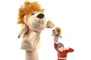ACTOYS Marionette da Mano Leone, Marionette da Mano, Marionette per Bambini, Marionette da Mano Animali, Adatto a Storie per Bambini (leone giallo)