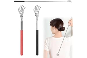 THKO Gratte Dos Télescopique, 2pcs Grattoir Dos Main pour Gratter le Dos Tête en Acier Inoxydable Poignée Couverte de Pvc Back Scratcher Massage des Démangeaisons de Dos Tête Grattage du Corps