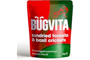 BUGVITA Sundried Tomato & Basil Crickets | 20g | Farmed in The UK | Six Legged Superfood