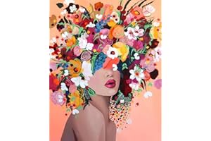 TISHIRON DIY Mädchen Malen Nach Zahlen Erwachsene mit Pinsel und Acrylfarben, Blumen, 16x20inch Flammenloses Ölgemälde-Set als Geschenk für Kinder und Erwachsene