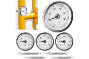 Installationstermometer värmerör, 4 stycken systemvisartermometer för värmesystem och pannor, 0–120 °C 63 mm rörtermometer in
