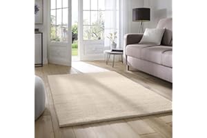 ‎TARACARPET Taracarpet Supersoft kurzflor Teppich Fiona Wohnzimmer Schlafzimmer Kinderzimmer Flur Läufer waschbar rutschfest Uni Creme 120x170 cm
