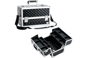 KETALIRIA Malette Maquillage Grande Vanity Maquillage Vide Malette Coiffure Alu Beauty Case Malette Manucure Malette Onglerie Boite Maquillage, Noir