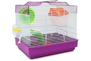 BPS BUENA PET SHOP BPS klatka dla chomika z miską, poidło, koło biegowe, specjalny dom, kolor losowy, 33 x 23 x 30 cm, BPS-1175