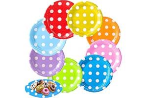 May Huang Platos de Papel Fiesta, 80 Piezas Platos Desechable, 7inch Platos Carton, DIY Color Platos Desechables Cumpleaños, Para Cumpleaños, Bodas, Fiestas, Picnic