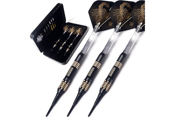 CUESOUL Black Scorpion Deluxe Soft Fléchettes Set with Luxury Case, 16 Gram