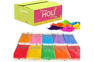 PICK N SAVE TOTA Premium Holi Colours - Caja de regalo Holi ke Rang - 100% natural y seguro para niños - Certificado probado en laboratorio - 10 colores vibrantes y textura suave (50 g [paquete de 10])