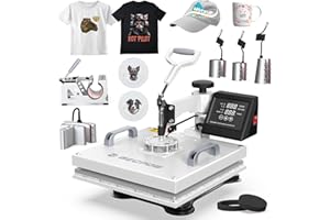 ‎MECPOW Mecpow MP3881 Transfer presse 8 in 1 Hitzepresse, Heat Press Machine 38x38cm Heißpressmaschine, DIY Multi-functional Wärmepresse Plotter Wärmepresse für T-Shirts, Schuhen, Tassen, Hüten und Tellern