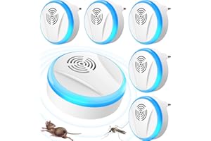 EUJAM Ultrason Anti Moustique Lot de 6 Répulsif antiparasitaire à ultrasons Répulsif Ultrason Anti-Rongeurs Insectes Intérieur Répulsif Électronique Anti Souris Moustiques Cafards Rats Fourmis Araignées