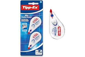 Tipp-Ex Mini Pocket Mouse Rubans Correcteurs - 6 m x 5 mm, Parfait pour l'Ecole et au Bureau, Blister de 2