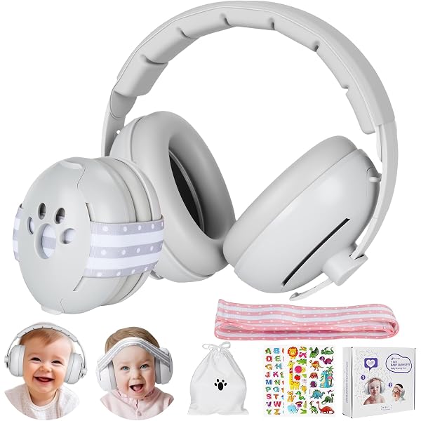 Paraorecchie 2 in 1 per bambini, protezione dal rumore, fascia con cancellazione del rumore del bambino con cuffie elastiche, bianco, Taglia unica