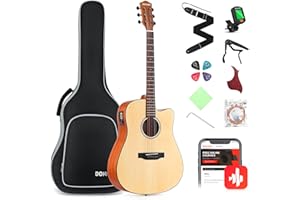 Donner Gitarre Elektroakustische 4/4 für Anfänger Einsteiger Erwachsene Elektro Akustik Gitarre Cutaway 41 Zoll mit Eingebauter Vorverstärker 6 Saiten (Natur, DAG-1CE)