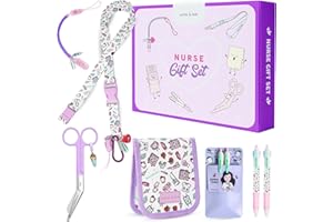 Nurse is Love Set 5 Pzas. Regalos Enfermera Original Y TCAE | Tijeras Enfermeria + Salva bolsillos Enfermeria + Bolígrafos 4 Tintas + Organizador De Bolsillo + Lanyard + Porta Tijeras | Accesorios