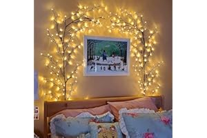 DYBOHF Beleuchtete Willow Vine, Weidenrebe Baum Lichter mit Stecker, 144 LED Willow Vine LED Baum, Twinkling Tree Wand Dekoration Schlafzimmer, Künstliche Lichterzweige für Innen Wanddeko