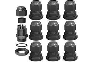 hb-digital 1x Pressacavo M20 per 6-12mm IP68 Impermeabile Resistente alla Polvere Ritardante di Fiamma per Uso Esterno Industriale Facile Installazione Filettatura Metrica - Nero