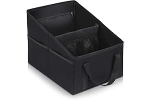 Druuzyl Organisateur Voiture 31x25x25cm Pliables Siege Avant Rangement Voiture Avec Poignées de Division et Plusieurs Poches Sac de Rangement pour Siège Arrière pour siège ou Coffre
