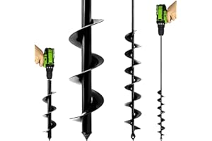 LYFETC 5x80cm and 9x40cm 2 Stück Black Garten Spiralbohrer Garten Schnecken,Erdbohrer für Bohrmaschine, Pflanzbohrer, Garten Bohrer, Pflanzbohrer für Akkuschrauber, Bodenbohrer Blume Pflanzgefäße