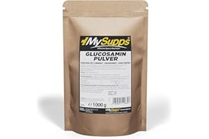 My Supps Glucosamin Pulver 1000g – 100 % reines Glucosamin-HCL – hochdosiert & ohne Zusätze – Hydrochlorid für tägliche Ergänzung – HCL-Pulver in Premiumqualität – Made in Germany