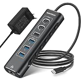 RSHTECH Ethernet adapt&ouml;rl&uuml; 7'si 1 arada USB-C 3.2 hub, 10Gbps (2 x Tip C, 1 x Tip A), 5 Gbps bağlantı noktası, 24 W g&uuml;&ccedil; kayna