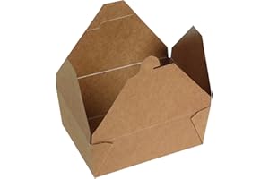 DeinPack Lot de 40 boîtes à emporter 2500 ml I Boîte alimentaire bio rectangulaire en carton kraft marron avec couvercle pliable I Boîtes jetables à emporter