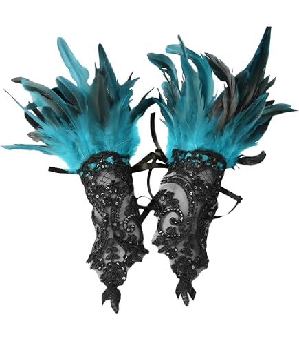 Gants En Dentelle à Plumes Marron Avec Ailes D'ange - Accessoire Cosplay, Halloween, Soirée - Taille Unique, 1 Paire