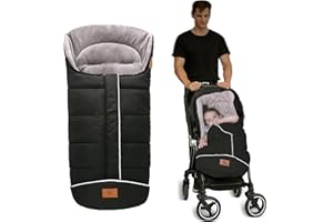 LAT LEE AND TOWN LAT Universale Sacco Termico Invernale per Passeggino, Impermeabile e Antivento Coprigambe Passeggino Universale con Superficie Antiscivolo, Cappuccio con Coulisse (A, Nero)