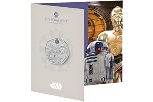 CRAWLEYCOINS Moneda brillante sin circular de Star Wars R2-D2 y 3-CPO UK 50p en paquete de menta