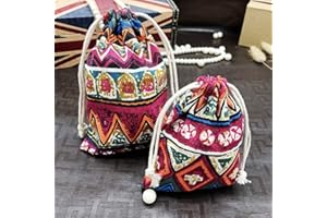 HOMIXES 50 sacchetti di iuta etnici con coulisse, sacchetti regalo riutilizzabili, per gioielli, matrimoni, feste, Natale, fai da te