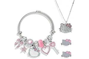 YULONGWU 3 Pezzi Gioielli Bambina Donna, Set di Gioielli Argento con Bracciale Gatto, Collana Gatto, Orecchini Gatto, Set Parure Gioielli Bambini, Set Gioiell per Donne e Ragazze Regalo di Compleanno