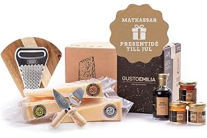 GUSTOEMILIA Gourmet Presentkorg Ost, Honung och Balsamvinäger - Lagrad Parmigiano Reggiano (3 x 500 g), Honung (3 x 50 g) och Lagrad Balsamvinäger (100 ml) - Italiensk Matpresentkorg