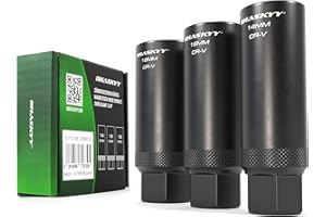 HASKYY Magnetyczny Zestaw Kluczy do Świec 14-16-18mm - Nasadki Dwunastokątne z Zabierakiem 3/8 Cala - Komplet 3 Sztuk do Świec Zapłonowych i Żarowych
