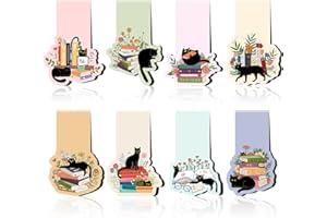 Luvart Black Cat Magnetic Bookmarks - 8 Pcs Cute Cat Magnet Page Markers for Book Lovers