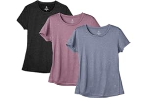 icyzone Donna Maglietta da Sportivo Ampia con Scollo Tondo Corsa Fitness T-Shirt Pacco da 3